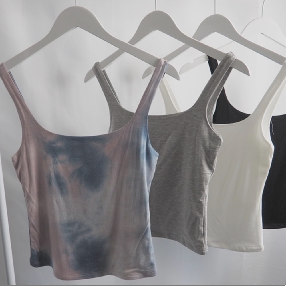 Basic Square Neck Tank - Grey